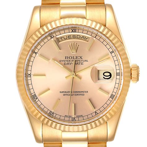 rolex day date yellow gold president|Rolex presidential gold 36mm.